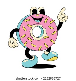 Vector animated donut. Cartoon character. Colored flat illustration.