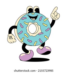 Vector animated donut. Cartoon character. Colored flat illustration.