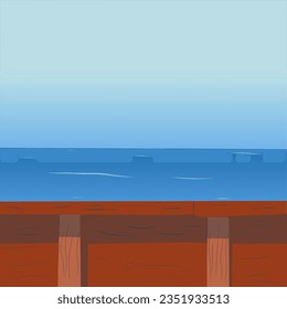 vector animated wooden divider with ocean view