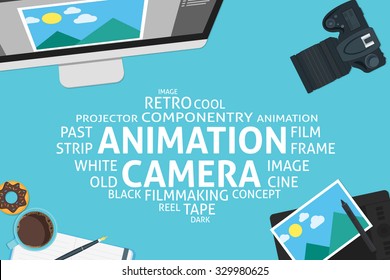 vector animation camera concept,template