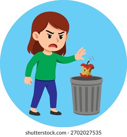 Animación de Vector de una niña tirando basura, archivo EPS de alta resolución