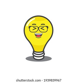 dibujos animados de la lámpara de icono de animación vectorial con ojos cerrados