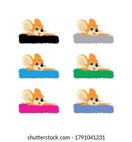 Vector animation of mouse animal characters on label board