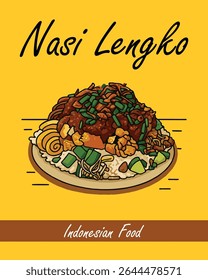vector animation nasi lengko from indonesian traditional food