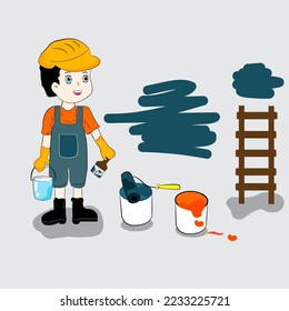 Vektoranimation von Menschen, die ein Gebäude arbeiten.
