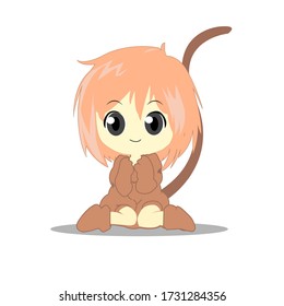 vector anime cute costumed monkey template