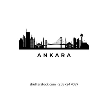 Vector Ankara skyline. Travel Ankara famous landmarks. Business and tourism concept for presentation, banner, web site.