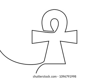 Vector Ankh. One line style illustration
