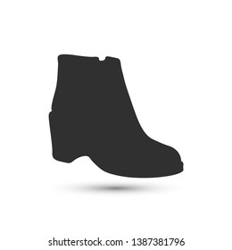 Vector ankle boot icon. Shoe icon isolated on white background. For design, web, advertising banner.