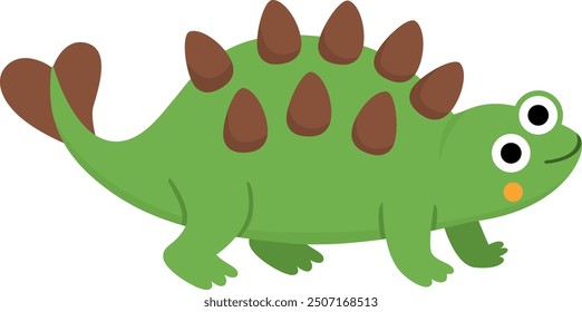 Vector ankylosaur icon. Cute dinosaur illustration for kids. Funny dino clipart for children isolated on white background. Cartoon prehistoric animal picture
