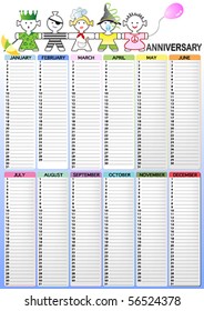 Vector Anniversary Calendar