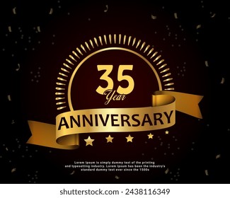 Vector anniversary celebration banner with numbers and curved ribbon on Gradient background.