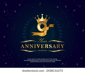 Vector anniversary celebration banner with numbers and curved ribbon on Gradient background.