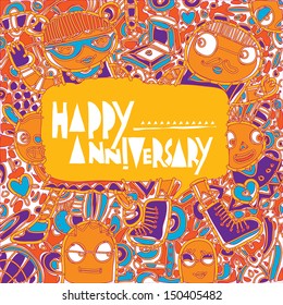 vector anniversary greeting card vintage warm colors