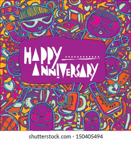 vector anniversary greeting card vintage vibrant colors