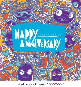 vector anniversary greeting card vintage cool colors