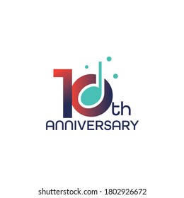 Vector anniversary logo design template with music note, 10th anniversary