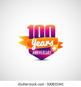 Vector  anniversary number design.  Colorful vector elements. 100 Years Anniversary