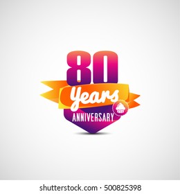 Vector  anniversary number design.  Colorful vector elements. 80 Years Anniversary