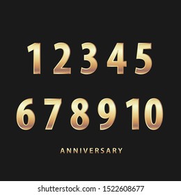 Vector Anniversary Numbers 1 to 10