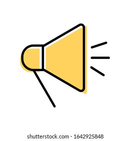 Vector announcement filled outline icon illustration. Megaphone speaker symbol can use for advertisement, alert, announce, web, mobile and app