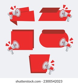 vector announcement frame soon badge collection, with megaphone