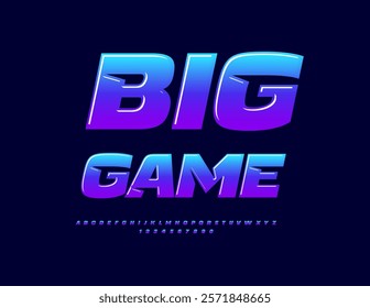 Vector announcement message Big Game with set of Alphabet Letters and Numbers. Unique Bold Font