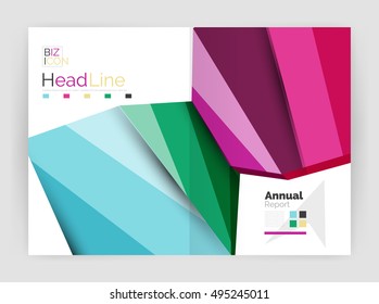 Vector annual report geometric template, 3d shapes