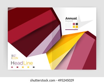 Vector annual report geometric template, 3d shapes