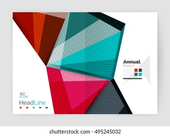 Vector annual report geometric template, 3d shapes