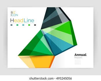 Vector annual report geometric template, 3d shapes