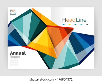 Vector annual report geometric template, 3d shapes