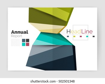 Vector annual report geometric template, 3d shapes