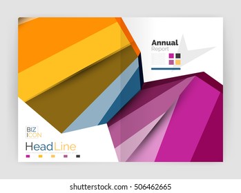 Vector annual report geometric template, 3d shapes