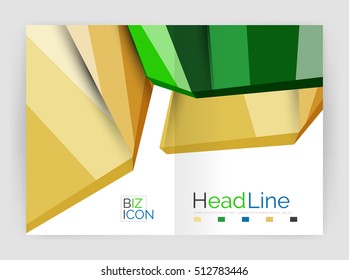 Vector annual report geometric template, 3d shapes