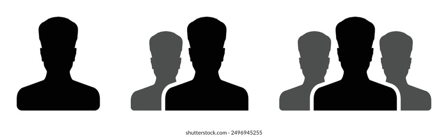 Conjunto de iconos anónimos de Vector. Signos de Vector del perfil de usuario. Iconos de grupo