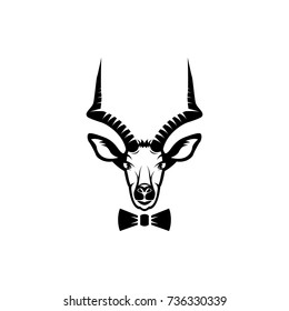 Vector antelope head, face  for retro hipster logos, emblems, badges, labels template and t-shirt vintage design element. Isolated on white background
