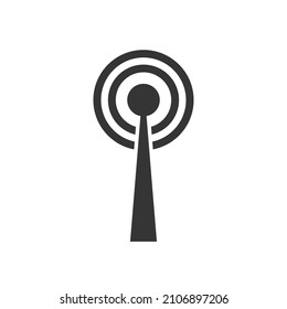 Vector Antenna icon. Black Transmitter icon in flat style. Signal icon isolated.