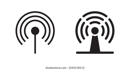 Ícone De Antena De Vetor Definido Com Contorno E Glifo