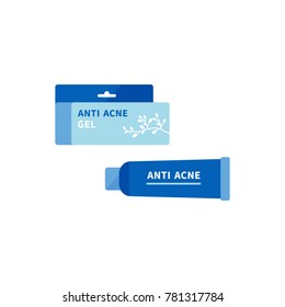 vector anti acne cream, ointment / skincare products / isolated, sign and icon template