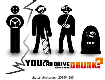 Vector Anti-Alcohol poster (one poster from the set). Don't drive while drunk!