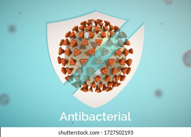 Vector Antibacterial bottle label for surface cleanser to kill viruses, bacteria and germs.