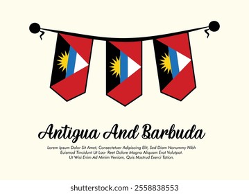 Vector Antigua and Barbuda flag banner Antigua and Barbuda flag Vector illustration design Antigua and Barbuda independence day banner design 