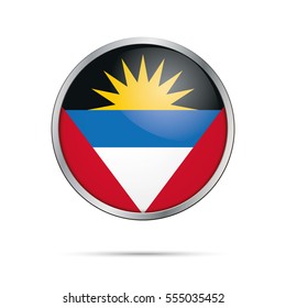 Vector Antigua und Barbuda Fahne Glas-Stil mit Metallrahmen.