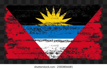 Vector Antigua and Barbuda flag in grunge style on transparent background