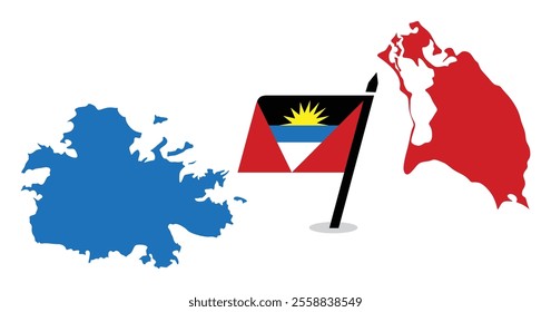 Vector  Antigua and Barbuda flag with map banner  Antigua and Barbuda flag Vector illustration design with white background  Antigua and Barbuda independence day banner design 