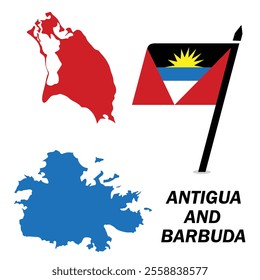 Vector Antigua and Barbuda flag with map banner  Antigua and Barbuda flag Vector illustration design or Antigua and Barbuda independence day banner design 