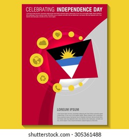 Vector Antigua and Barbuda Independence Day Flyer template. Creative Brochure Title Page. National Day Leaflet design element. vector illustration