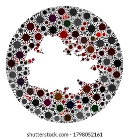 Vector Antigua Island Karte Sammlung von Coronavirus. Die Infektion greift das Sperrgebiet von außerhalb an. Stencils kreisen Antigua Island Karte Collage mit Infektionssymbole.
