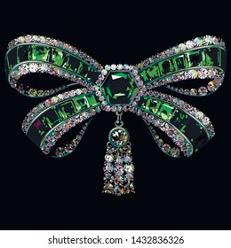 Vector Antique Bow Brooch Diamonds